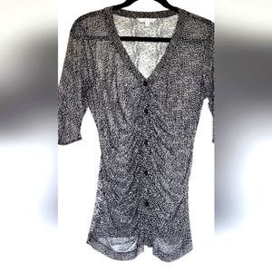 Cabi #241 Gathered Placket Sheer Blouse M